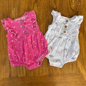 Wonder Nation Baby Girl Romper Set Short Ruffle Sleeve 3-6 Months